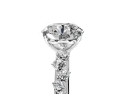Cluster Engagement Ring Setting for Round Cut Center with Round Cut Accent Band and Prong Head in Sterling Silver