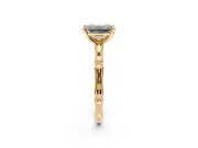 Solitaire Engagement Ring Setting for Emerald Cut Center with Bamboo Band and Prong Head in Yellow Gold