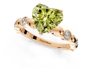 Solitaire Engagement Ring Setting for Fancy Yellow Heart-Shaped Center with Beaded Bezel Station Band and Prong Head in Rose Gold