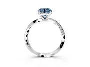 Side Accent Engagement Ring Setting for Fancy Blue Round Cut Center with Accent Shoulders and Prong Head in Platinum