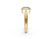 Halo Engagement Ring Setting for Fancy Green Asscher Cut Center with Tapered Plain Band and Prong Head in Yellow Gold