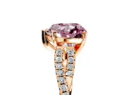 Solitaire Engagement Ring Setting for Fancy Pink Heart-Shaped Center with Twisted Pave Split Shank and Prong Head in Rose Gold