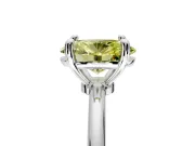 Minimalist Solitaire Engagement Ring Setting for Fancy Yellow Oval Center with Thin Band and Prong Head in Platinum