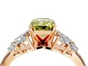 Leaf Cluster Engagement Ring Setting for Fancy Yellow Emerald Cut Center with Marquise Accents and Prong Head in Rose Gold