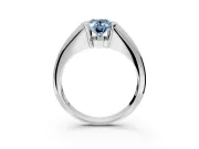 Tension Engagement Ring Setting for Fancy Blue Oval Center with Wide Tapered Band and Tension Head in White Gold