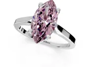 Solitaire Engagement Ring Setting for Fancy Pink Marquise Center with Tapered Shoulders and Prong Head in White Gold