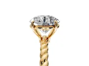 Solitaire Engagement Ring Setting for Round Cut Center with Plain Twisted Rope Band and Prong Head in Yellow Gold