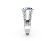 Halo Engagement Ring Setting for Fancy Blue Oval Center with Wide-Open Pave Split Shank and Prong Head in Platinum