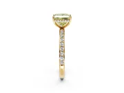 Hidden Halo Engagement Ring Setting for Fancy Yellow Princess Cut Center with Pave Band and Prong Head in Yellow Gold
