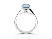 Solitaire Engagement Ring Setting for Fancy Blue Asscher Cut Center with Tapered Split Shoulders and Prong Head in Platinum