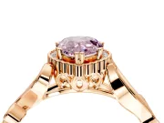 Halo Engagement Ring Setting for Fancy Pink Pear-Shaped Center with Leaf Motif Split Shank and Prong Head in Rose Gold