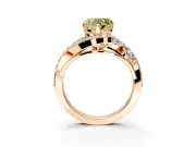 Halo Engagement Ring Setting for Fancy Yellow Heart-Shaped Center with Marquise and Pave Bypass Band and Prong Head in Rose Gold