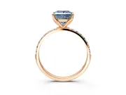 Solitaire Engagement Ring Setting for Fancy Blue Princess Cut Center with Fine Pave Accents and Prong Head in Rose Gold