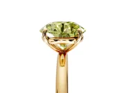 Low-Set Solitaire Engagement Ring Setting for Fancy Yellow Round Cut Center with Thin Plain Band and Prong Head in Yellow Gold
