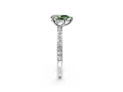 Solitaire Engagement Ring Setting for Fancy Green Pear-Shaped Center with Fine Pave Band and Prong Head in Platinum