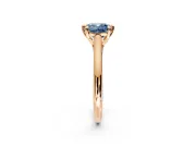 Solitaire Engagement Ring Setting for Fancy Blue Cushion Cut Center with Cathedral Band and Prong Head in Rose Gold