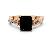 Solitaire Engagement Ring Setting for Fancy Black Radiant Cut Center with Twisted Pave Split Shank and Prong Head in Rose Gold