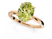 Hidden Halo Engagement Ring Setting for Fancy Yellow Oval Center with Plain Band and Tall Prong Head in Rose Gold