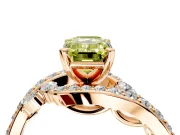 Solitaire Engagement Ring Setting for Fancy Yellow Emerald Cut Center with Pave Bypass Twist Band and Prong Head in Rose Gold