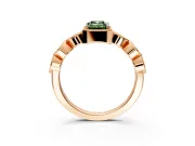 Vintage Station Engagement Ring Setting for Fancy Green Emerald Cut Center with Accents and Prong Head in Rose Gold