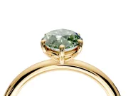 Low-Set Solitaire Engagement Ring Setting for Fancy Green Marquise Center with Thin Plain Band and Prong Head in Yellow Gold
