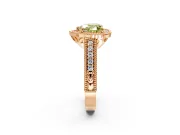 Milgrain Halo Engagement Ring Setting for Fancy Yellow Heart-Shaped Center with Pave Band and Prong Head in Rose Gold