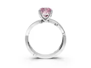 Solitaire Engagement Ring Setting for Fancy Pink Cushion Cut Center with Pave and Plain Crossover Band and Prong Head in Platinum