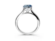 Solitaire Engagement Ring Setting for Fancy Blue Heart-Shaped Center with Narrow Cathedral Band and Prong Head in White Gold