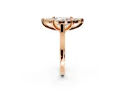 Single Halo Engagement Ring Setting for Fancy Pink Marquise Center with Corner Claws, Plain Band and Prong Head in Rose Gold