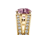 Split Shank Engagement Ring Setting for Fancy Pink Round Cut Center with Pave Split Shank and Prong Head in Yellow Gold