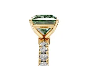 Open Basket Engagement Ring Setting for Fancy Green Princess Cut Center with Pave Band and Prong Head in Yellow Gold