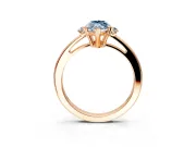 3 Stone Engagement Ring Setting for Fancy Blue Marquise Center with Low-Set Round Cut Accents and Prong Head in Rose Gold