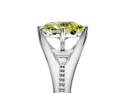Solitaire Engagement Ring Setting for Fancy Yellow Oval Center with Milgrain Cathedral Band and Prong Head in Platinum