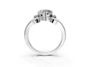 Solitaire Engagement Ring Setting for Heart-Shaped Center with Twisted Band and Scroll Prong Head in Platinum