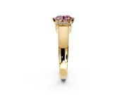 Solitaire Engagement Ring Setting for Fancy Pink Round Cut Center with Wide Band, Pave Collar and Prong Head in Yellow Gold