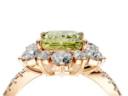 Floral Halo Engagement Ring Setting for Fancy Yellow Princess Cut Center with Pave Accents and Prong Head in Rose Gold
