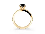 Milgrain Pave Engagement Ring Setting for Fancy Black Oval Center with Accent Band and Prong Head in Yellow Gold