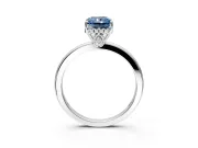 Solitaire Engagement Ring Setting for Fancy Blue Radiant Cut Center with Fine Wire Band and Prong Head in Platinum