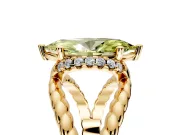 Halo Engagement Ring Setting for Fancy Yellow Marquise Center with Rope Twist Split Shank and Prong Head in Yellow Gold