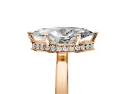 Hidden Halo Engagement Ring Setting for Marquise Center with Wide Flat Plain Band and Prong Head in Rose Gold