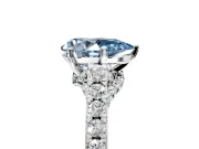Solitaire Engagement Ring Setting for Fancy Blue Pear-Shaped Center with Crossover Accents and Prong Head in Platinum