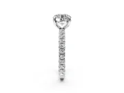 Solitaire Engagement Ring Setting for Round Cut Center with Shared-Prong Accents and Prong Head in White Gold