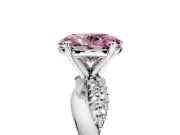 Solitaire Engagement Ring Setting for Fancy Pink Oval Center with Pave and Plain Crossover and Basket Head in Platinum