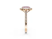 Halo Engagement Ring Setting for Fancy Pink Radiant Cut Center with Single-Row Pave, Open Basket and Prong Head in Rose Gold