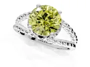 Halo Engagement Ring Setting for Fancy Yellow Round Cut Center with Rope Twist Split Shank and Prong Head in Platinum