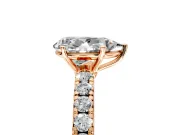 Solitaire Engagement Ring Setting for Pear-Shaped Center with Large Accent Band and Prong Head in Rose Gold
