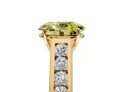 Solitaire Engagement Ring Setting for Fancy Yellow Oval Center with Cathedral Channel Band and Prong Head in Yellow Gold