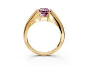 Tension Engagement Ring Setting for Fancy Pink Radiant Cut Center with Wide Tapered Band and Tension Head in Yellow Gold