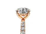 Solitaire Engagement Ring Setting for Round Cut Center with Micro Pave Band and Prong Head in Rose Gold