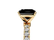 Open Basket Engagement Ring Setting for Fancy Black Radiant Cut Center with Pave Band and Prong Head in Yellow Gold